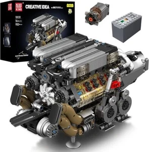 Dual V8 Engine Building Set W16 Cylinder Motor Model Block Kit MOC STEM Gift - Picture 1 of 2