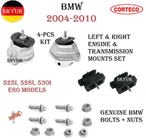 Engine Motor and Transmission Mounts Kit (4pcs) For BMW Nuts + Bolts (10pcs) - Bild 1 von 10