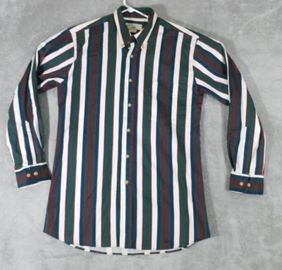 Винтажная мужская рубашка Supreme на пуговицах с длинным рукавом в зеленую полоску повседневная - Изображение 1 из 4