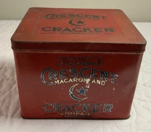 Vintage Advertising Tin, Square, Tom Thumbs Crescent Macaroni & Cracker Co., Red - Picture 1 of 16
