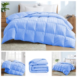 Wonderful 1000 TC Down Alternative Comforter OR Sets Sky Blue Stripe Select Item - Picture 1 of 12