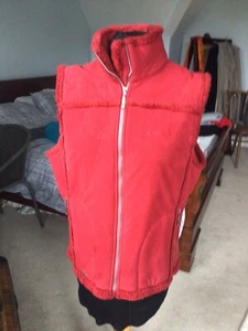 Sheepskin Look Shearling Gillet/Body Warmer Red Size 14 From H.Duvillard - Foto 1 di 5
