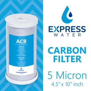 Filtro acqua blocco carbonio blu grande intera casa 5 micron guscio cocco 4,5" x 10" - Foto 1 di 5