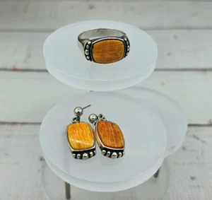 Spiney Oyster ring size 9 and earrings. - Picture 1 of 5