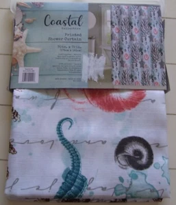 Coastal Collection Seahorse Printed Fabric Shower Curtain 70" X 72" - Picture 1 of 3