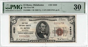 1929 $5 THE FIRST NATIONAL BANK OF EL RENO OKLAHOM OK - E001476A - #4830  PMG - Picture 1 of 2