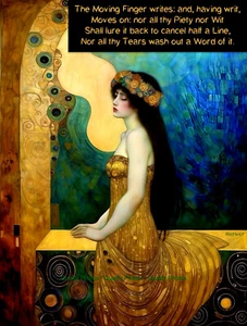 The Moving Finger Writes 8.5x11" Photo Print Style of Klimt / Harker Art Khayyam - Picture 1 of 1