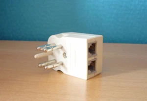 Telefoonstekker met 2 aansluitingen telefoon modem router - Photo 1/2