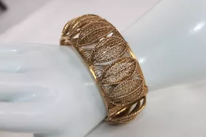 60g FINE OLD VICTORIAN ANTIQUE 800 SILVER FILIGREE / CANETILLE BRACELET 7.5 " - Picture 1 of 17