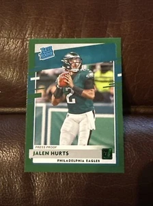 2020 Panini Donruss Rated Rookie Press Proof Green #314 Jalen Hurts RC Eagles - Picture 1 of 2