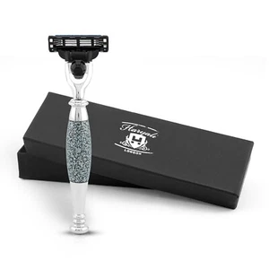 Maquinilla de afeitar de 3 bordes para hombre, maquinilla de afeitar para mujer, maquinilla de afeitar de lujo para hombre, gris antiguo - Imagen 1 de 9