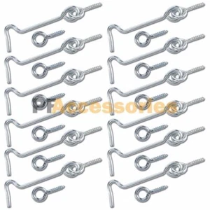 12 Sets Zinc Plated Steel Hook & Eye Door Cabin Latch Farm Barn Hook and Eye - Picture 1 of 3