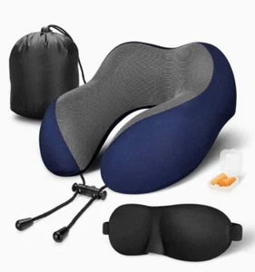 《BLACK》Neck Pillow MLVOC Memory Foam Travel  - Luxury, Machine wash Pillow - Picture 1 of 4