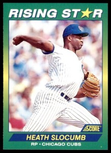 1992 Score 100 Rising Stars Heath Slocumn . Chicago Cubs #28