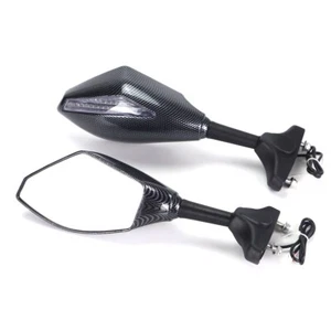 Rearview Mirrors With LED Turn Signal Light For Suzuki Yamaha Honda Kawasaki - Picture 1 of 8