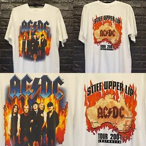 Camicia ACDC Band World Tour 2001 cotone bianco unisex S-4XL 2 lati C278 - Foto 1 di 5