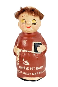 Moneta Frate Monaco Ceramica Vintage "Questa è la mia banca; Non rubare" - Foto 1 di 6
