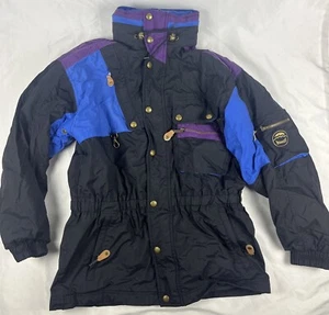 Marker Vintage Cinch Waist Ski Jacket Coat Size Large Multi Color Blue EpiGal - Picture 1 of 7