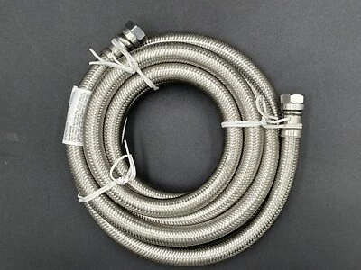 Manguera de conector de acero inoxidable trenzada para lavavajillas Watts, 3/8" C X 3/8" C, 96 pulgadas Foto 1 de 4