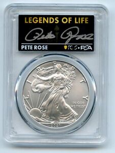 2021 $1 Silver Eagle T1 Last Day Production PCGS MS70 Legends of Life Pete Rose
