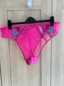 Breif brasiliani a vita alta Ann Summers 'Shimmering'. Rosa brillante. Nuovo con etichette UK 20 - Foto 1 di 3