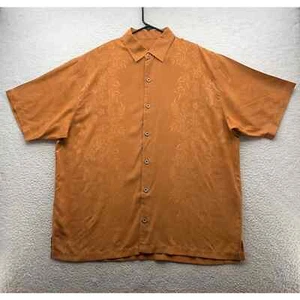 Camicie hawaiane seta Tommy Bahama uomo XL arancione sottile floreale allover relax papà - Foto 1 di 16