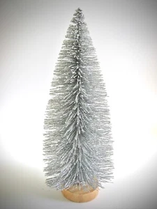 8 1/2 ZOLL SILBER GLITZER FLASCHENBÜRSTE BAUM - Bild 1 von 2