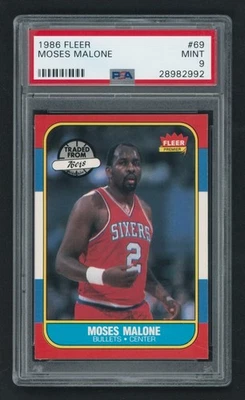 1986 Fleer #69 Moses Malone PSA 9 MINT - Image 1 of 2