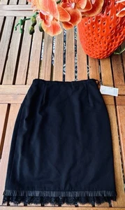 ESCADA Ruffle Bottom Lace Trim Wool Hot Pencil Skirt Black Sz 38/US 6-8 NWT $500 - Picture 1 of 6