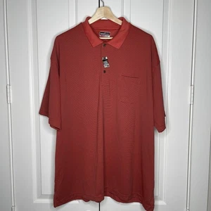Grand Slam Performance Polo Shirt 4X Red Black Stripe Easy Care UPF 15 Big & Tal - Picture 1 of 7