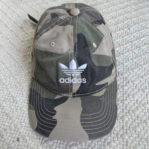 Adidas Hat Cap Strap Back Green Camo Camouflage Trefoil Adjustable baseball hat - Picture 1 of 10