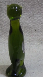 Vintage Pilgramm mundgeblasen nach oben! Kiefer grün Kätzchen Katze Kätzchen Figur 4,75" - Bild 1 von 7