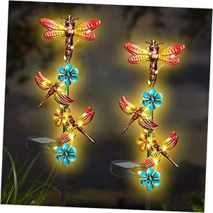 Solar Garden Lights 2 Pack Outdoor Dragonfly Garden Decor Waterproof - Picture 1 of 7