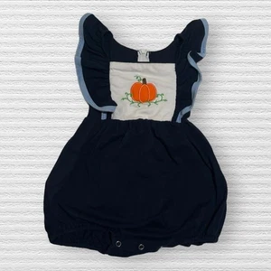 Pumpkin Ruffle Bubble Blue 3t Ruffle Embroidered  - Picture 1 of 4