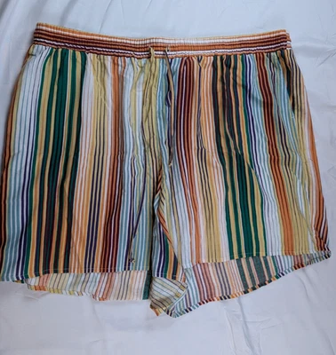 Eloquii Elements Stretch Shorts Size 20 Multicolor Stripes - Image 1 of 4