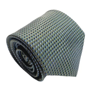 Corbata de seda de diseñador verde pavo real y azul geométrica para hombre tela jacquard - Imagen 1 de 5
