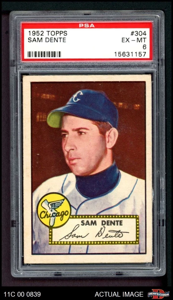 1952 Topps #304 Sam Dente White Sox PSA 6 - EX/MT - Image 1 of 2