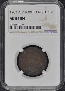 1787 AUCTORI PLEBIS COLONIAL TOKEN NGC AU58BN Pop 3/0 - Picture 1 of 4