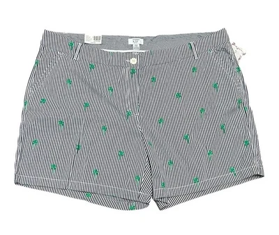 Crown & Ivy Shorts Plus Size 22 W Blue Pinstripes Palm Tree Cotton NWT - Image 1 of 4
