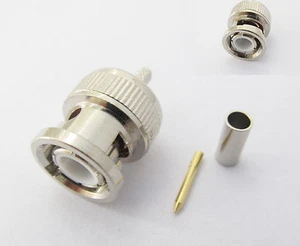 10x BNC Male Plug Straight Crimp For RG174 RG316 RG179 LMR100 RF Cable Connector - Picture 1 of 1