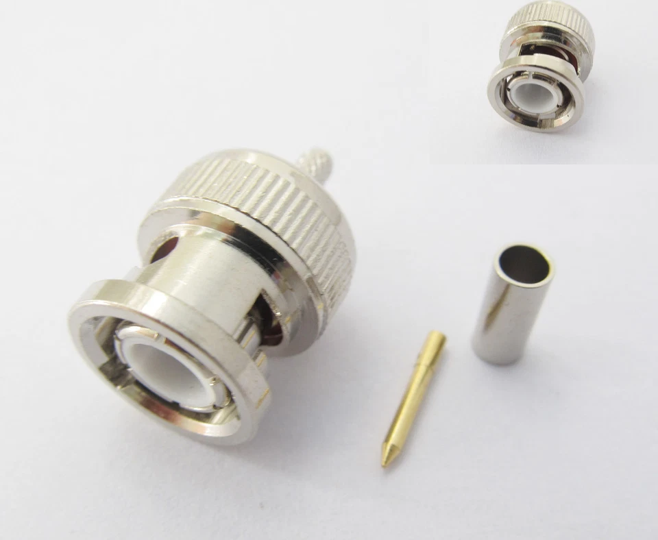 10x BNC Male Plug Straight Crimp For RG174 RG316 RG179 LMR100 RF Cable Connector - Image 1 of 1