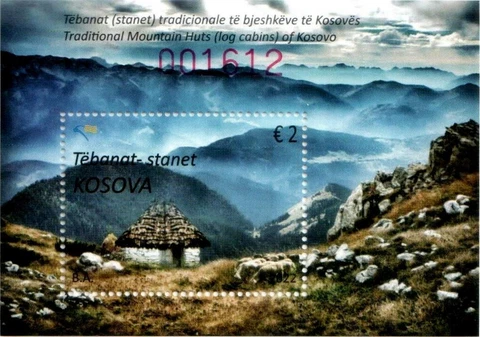 Kosovo Stamps 2022. Traditional Mountain Huts. Sheep. Block MNH Cover