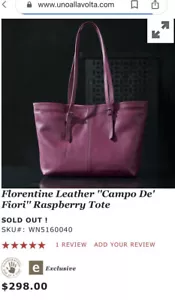 Bolso de Mano Uno Allá Volta Cuero Florentino ''Campo de' Fiori'' Frambuesa RARO NUEVO CON ETIQUETAS - Imagen 1 de 20