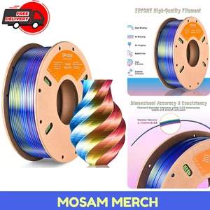 Silk Tri Color PLA Filament 3D Printer 1.75mm +/- 0.03mm, Multicolor - Picture 1 of 7