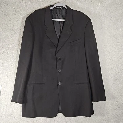 Blazer Armani Collezioni Hombre 44L Negro 100% Lana Cierre 3 Btn Hecho en Italia Foto 1 de 4