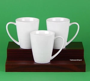 Better Homes & Gardens: Set of 3 White Mugs, MINT! 12 oz., Embossed Rings - Picture 1 of 3