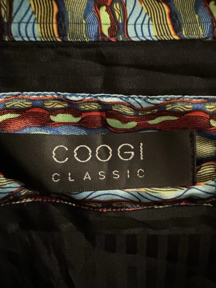 Camisa de Vestir Coogi Clásica Manga Larga Negra Abotonada Grande 16 32/33 Puño Estampado Foto 1 de 4