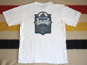 VTG 90s Adidas Brand Stripes Promo Logo White USA Made Tee T-Shirt Unisex S - Picture 1 of 7