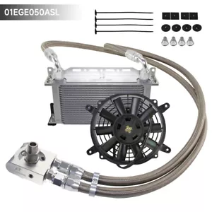 Universal-Ölkühler-Kit 19-reihig +Elektrischer Lüfter-Kit Thermostat73±0.5° AN10 - Picture 1 of 11