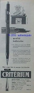 PUBLICITE CRITERIUM CRAYON PORTE MINE GILBERT SIGNE NICOLITCH DE 1958 FRENCH AD - Picture 1 of 1
